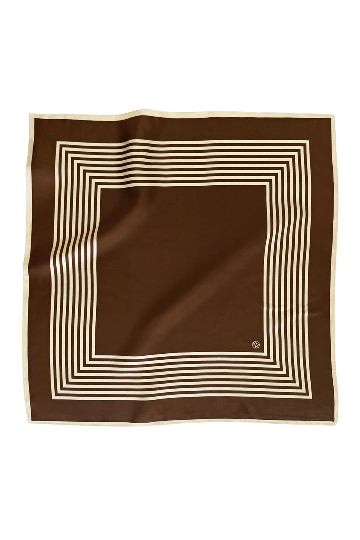 Striped Scarf 65 cm. Mocha Mousse & Cream