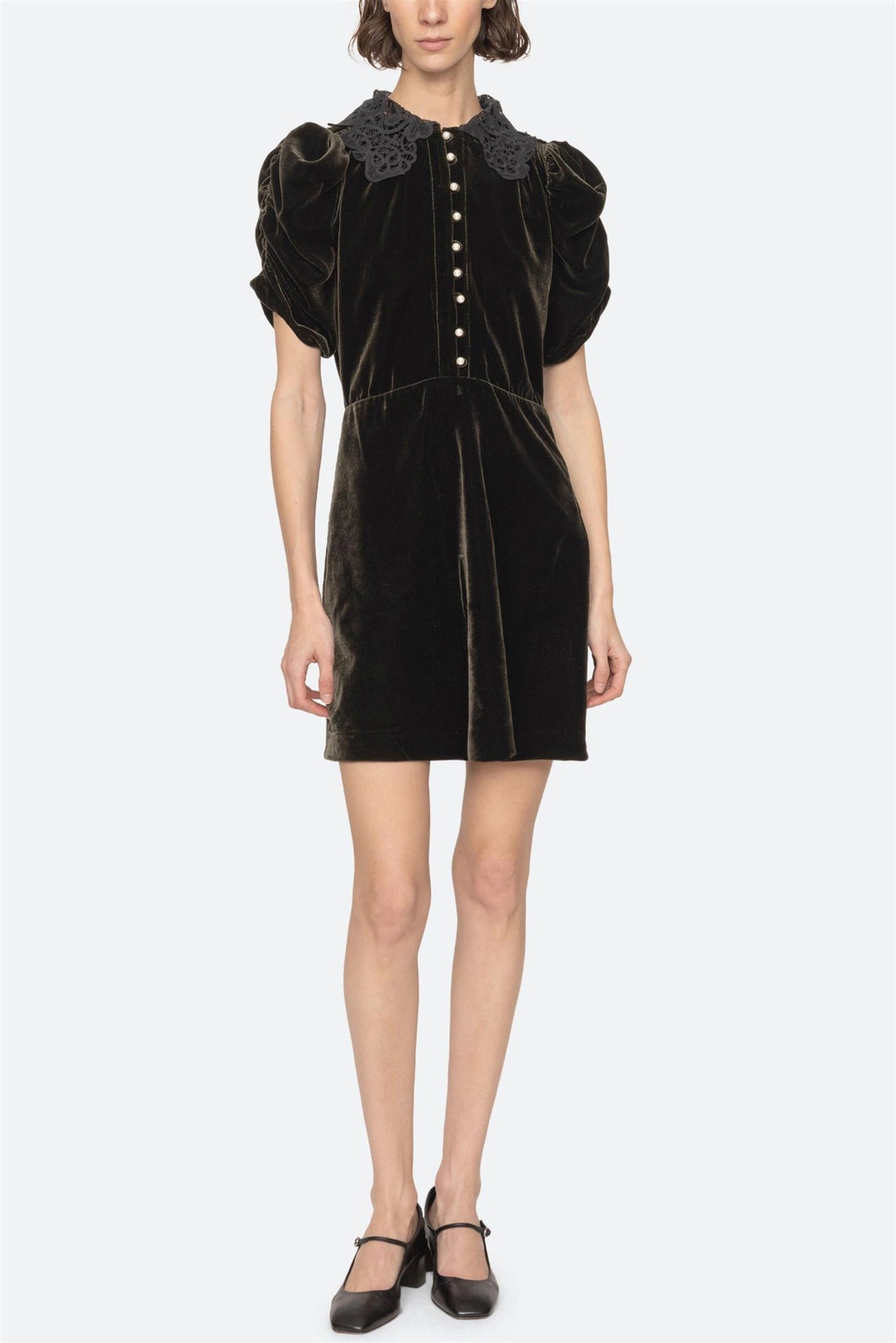 Norabelle Short Sleeve Mini Dress Olive