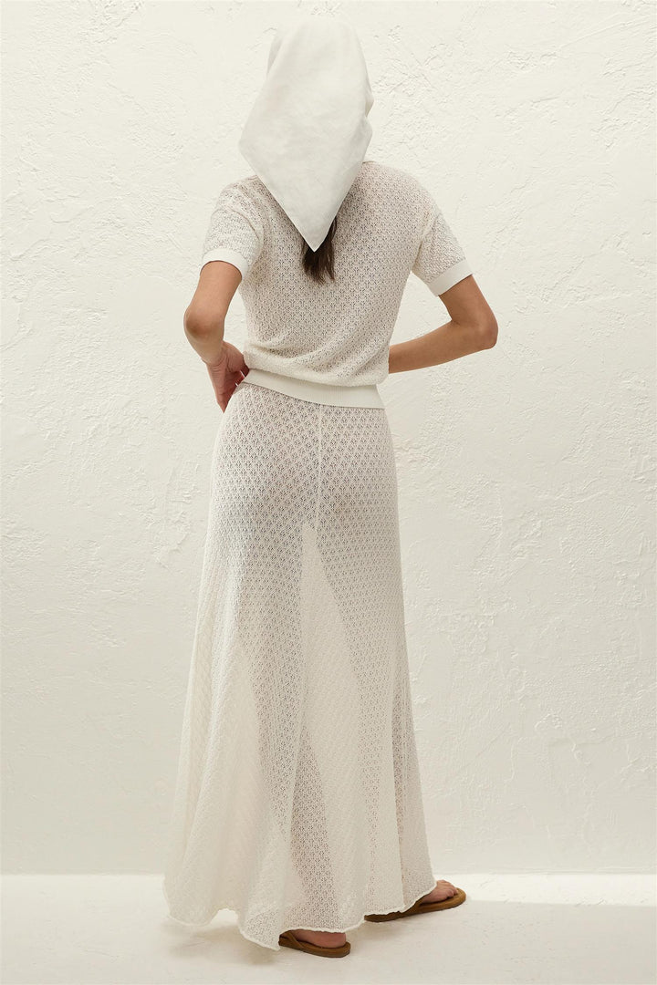 Lenna Skirt Pointelle Lace Vintage White