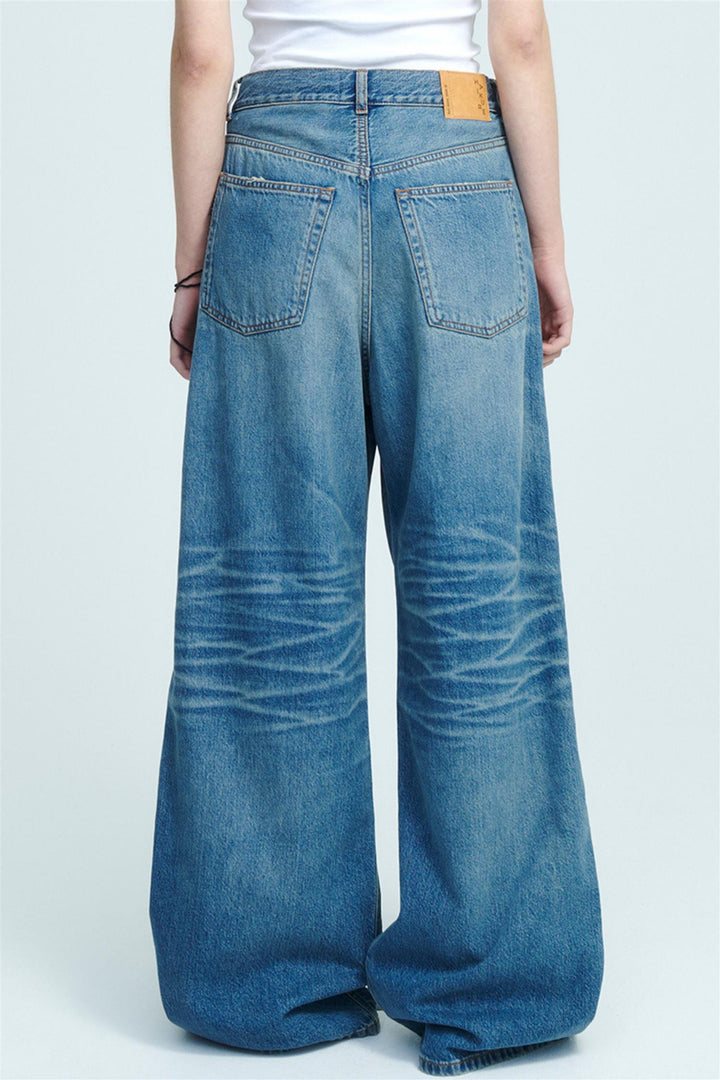 Candy Rigid Pleated Wide-Leg Jeans Blue Tencel