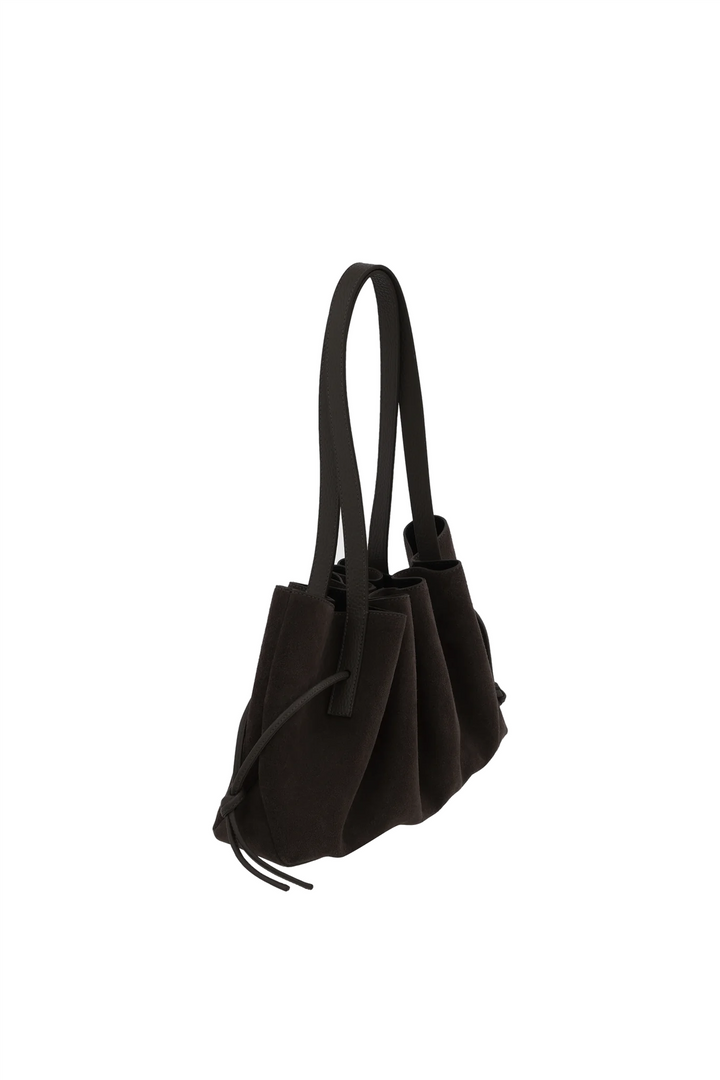 Scallop Shoulder Bag Suede Leather Ganache