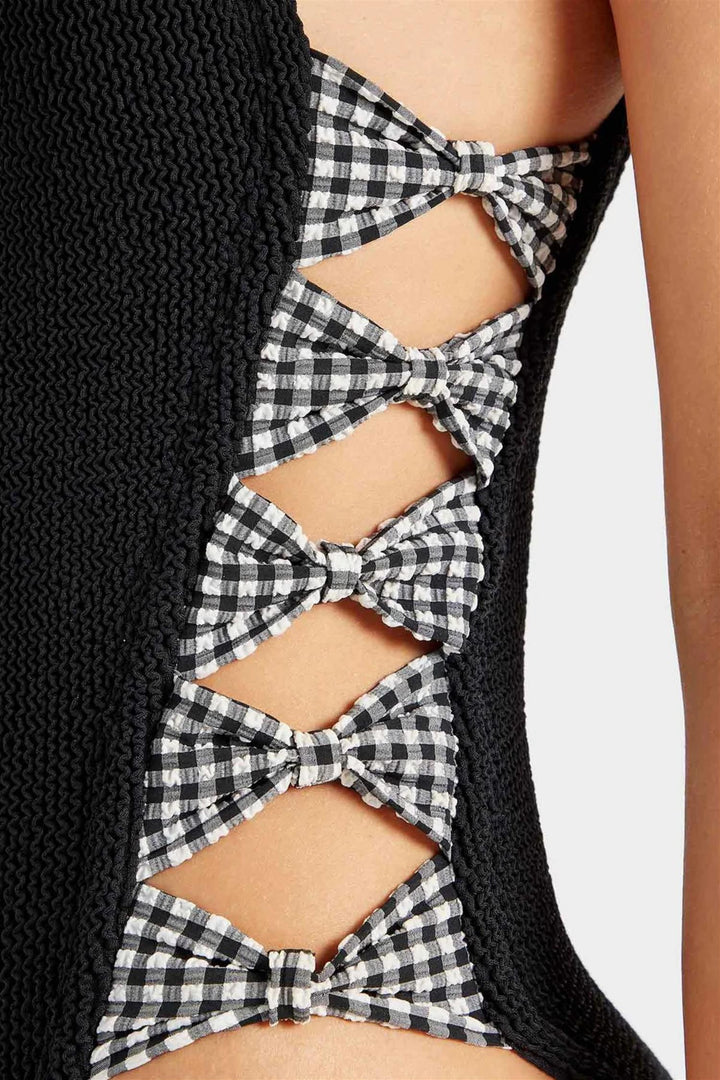 Tiffany Crinkle Swimsuit Black Gingham