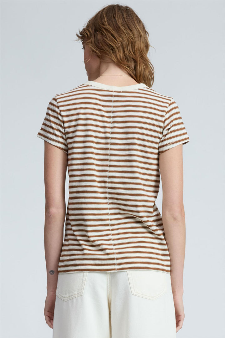 The Slub Striped Tee Warm Brown Multi