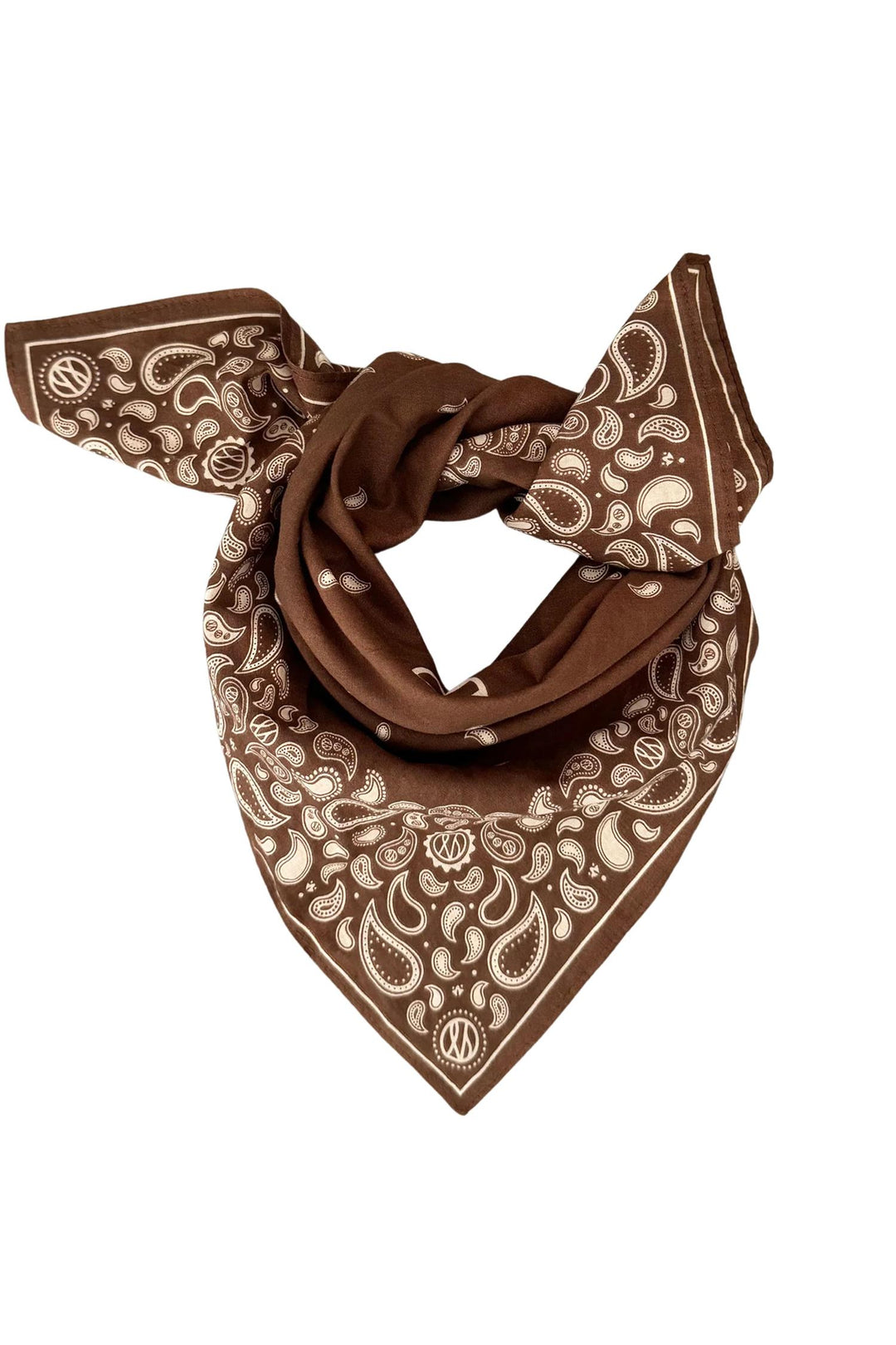Cotton Paisley Scarf 55 cm. Brown & Light Beige