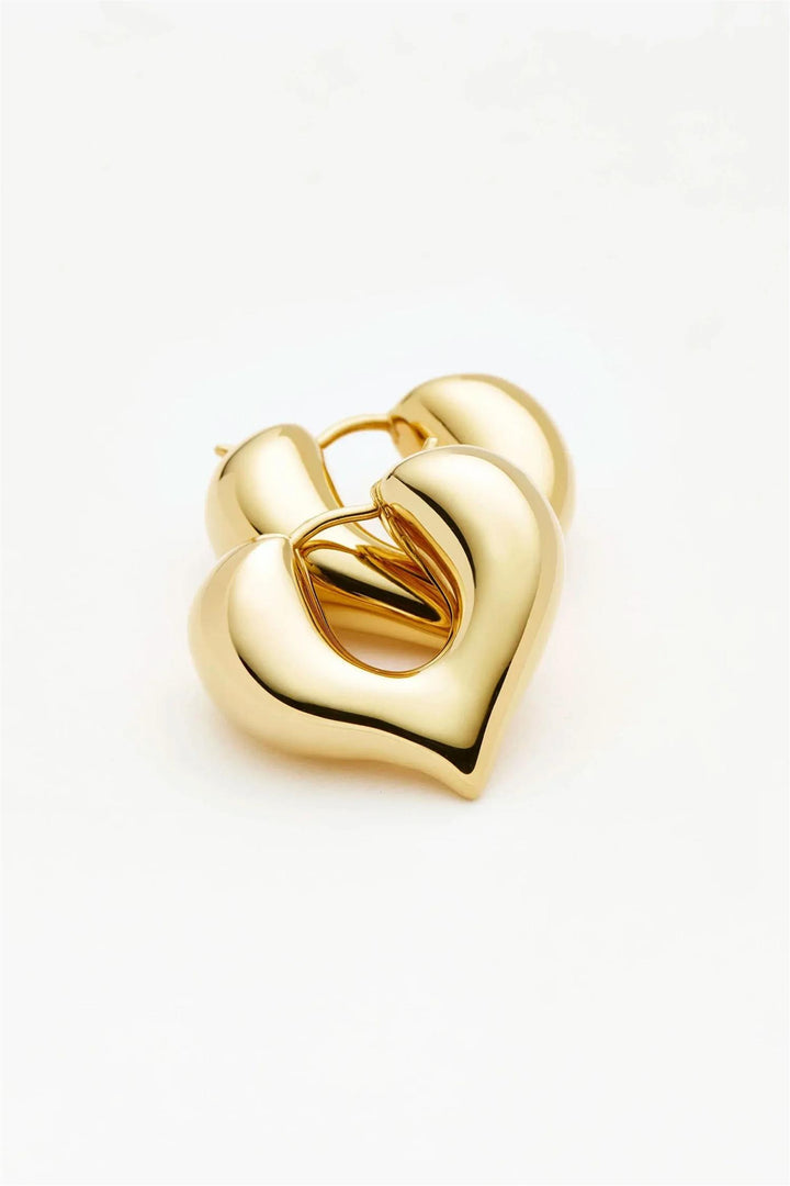 Molten Heart Medium Hoop Earrings Gold