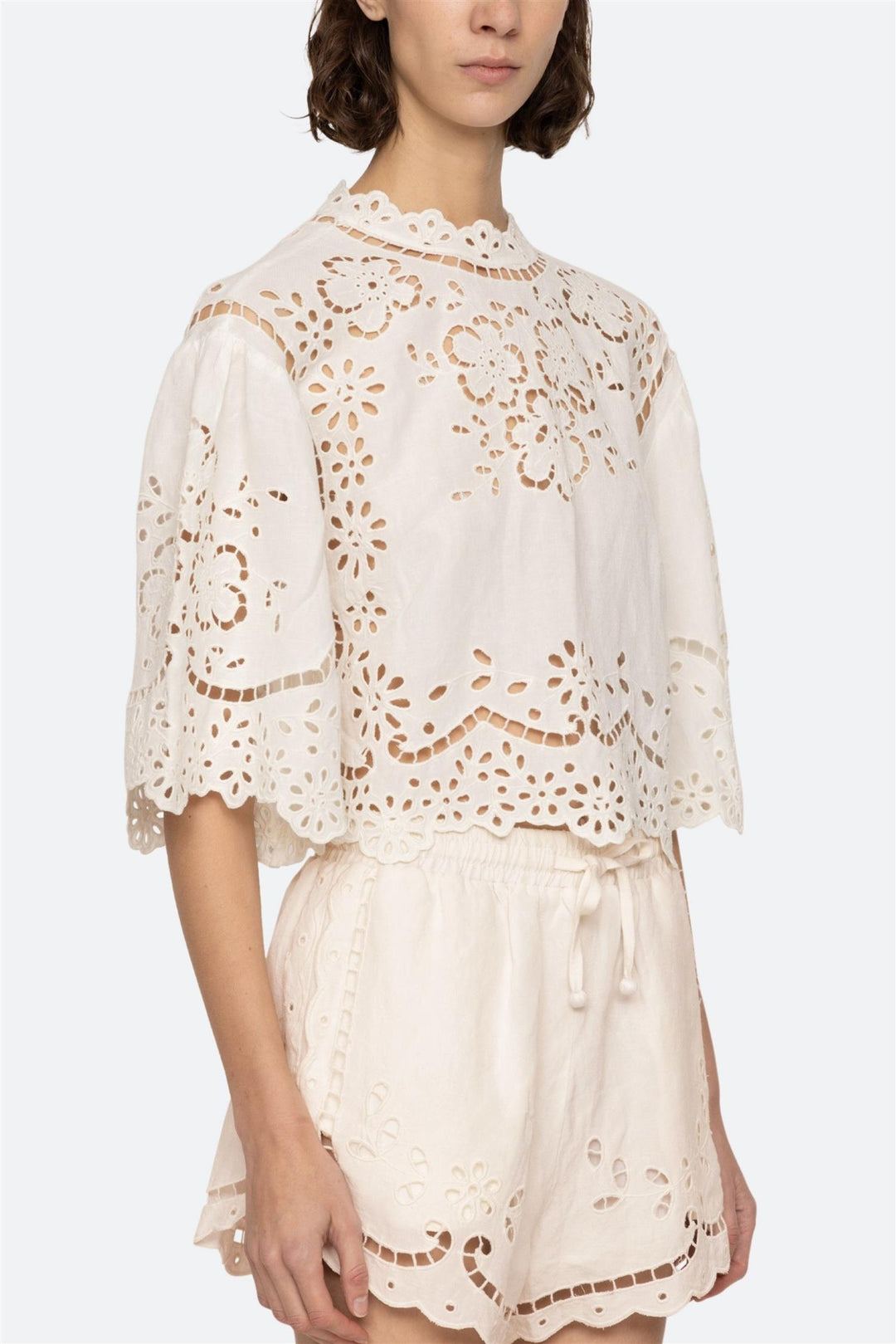 Lula Embroidery Short Sleeve Top White