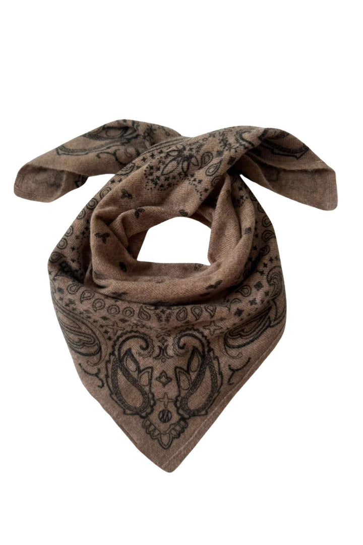 Cashmere Paisley Scarf 65 cm. Greige