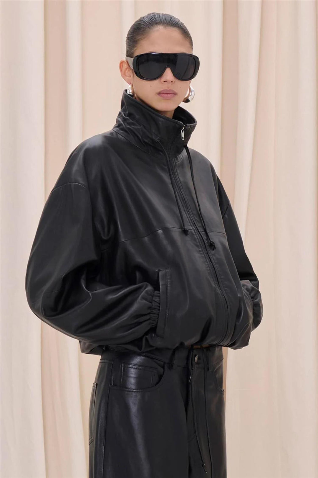 Jordan Nappa Leather Bomber Jacket Black