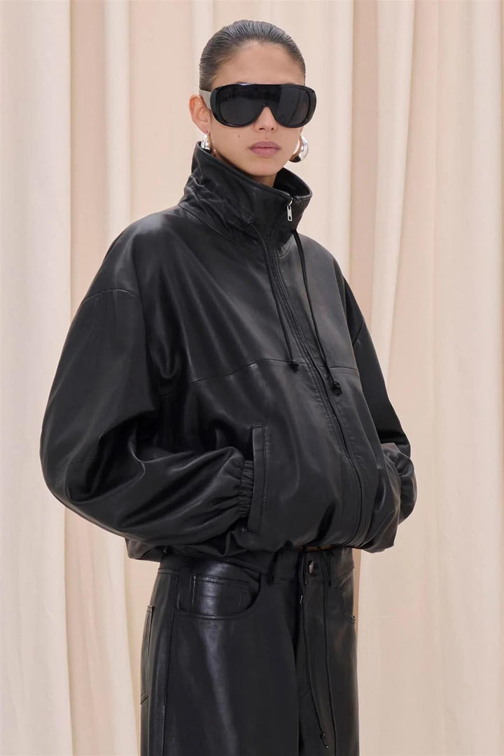 Jordan Nappa Leather Bomber Jacket Black