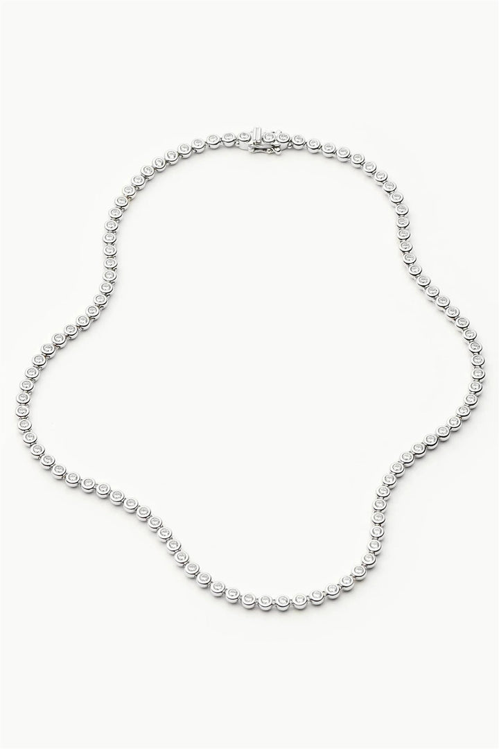 Tennis Round Necklace Silver