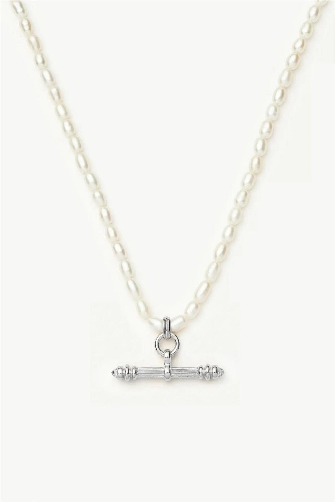 Harris Reed Pearl T-Bar Necklace Silver