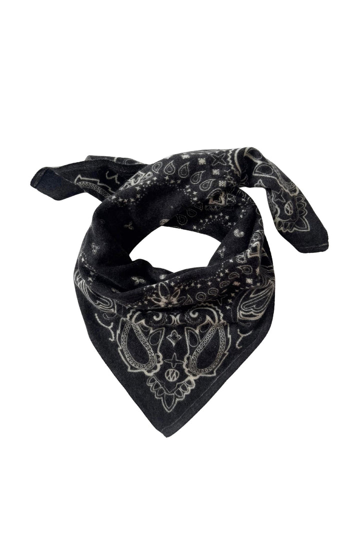 Cashmere Paisley Scarf 65 cm. Black
