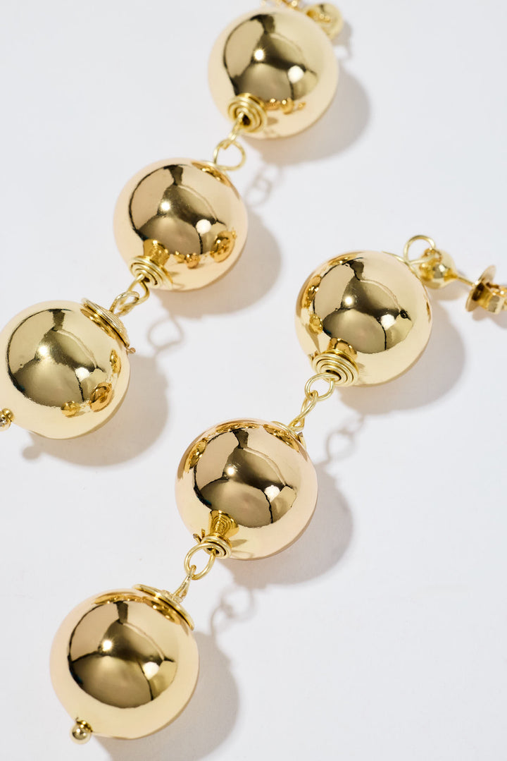 Tiny Trio Sphere Earrings Gold