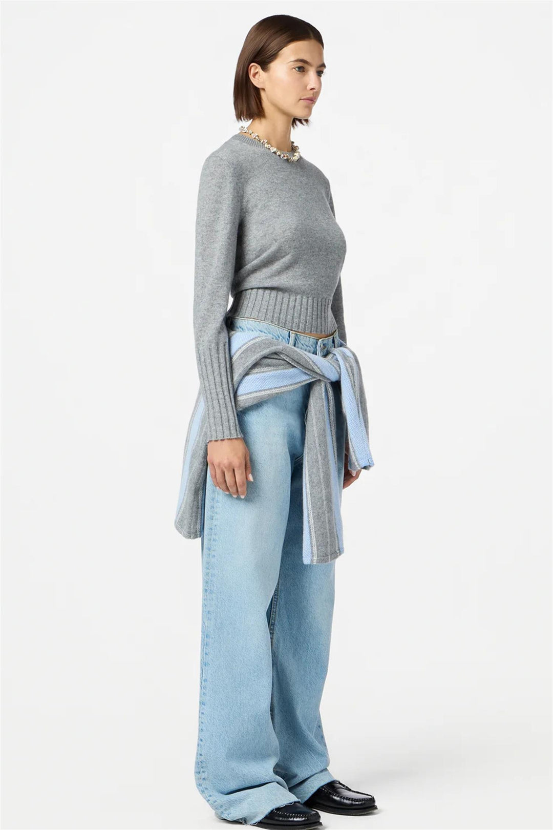 Shrunken Cashmere Crew Heather Grey