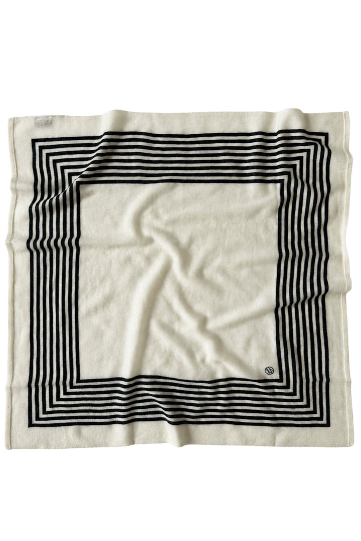Cashmere Striped Scarf 65 cm. Cream