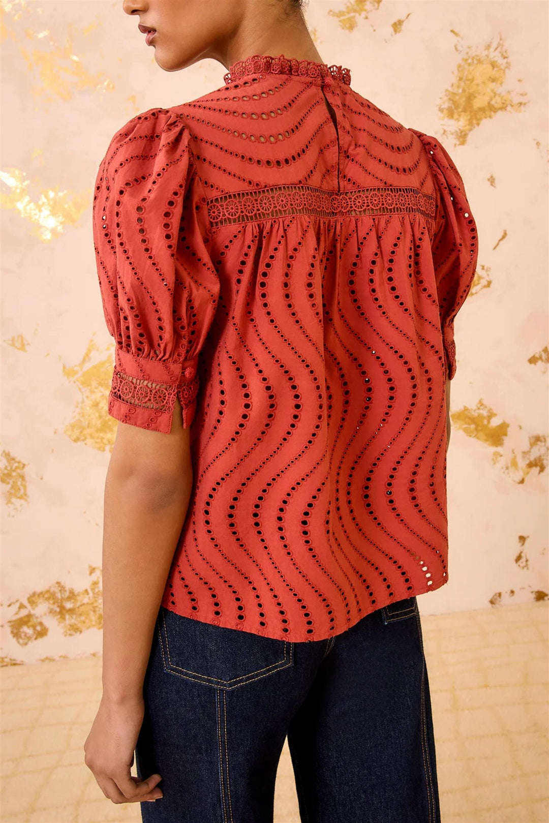Virginia Lace Short Sleeve Blouse Claret