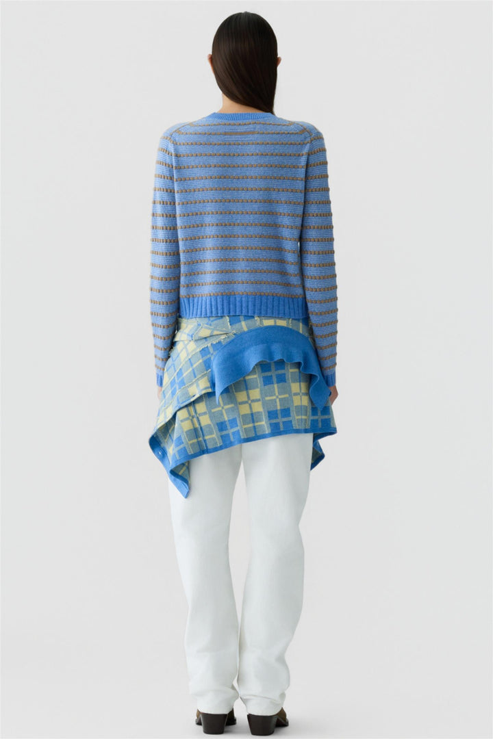 Pebble Stripe Shrunken Crew Delft Blue Combo