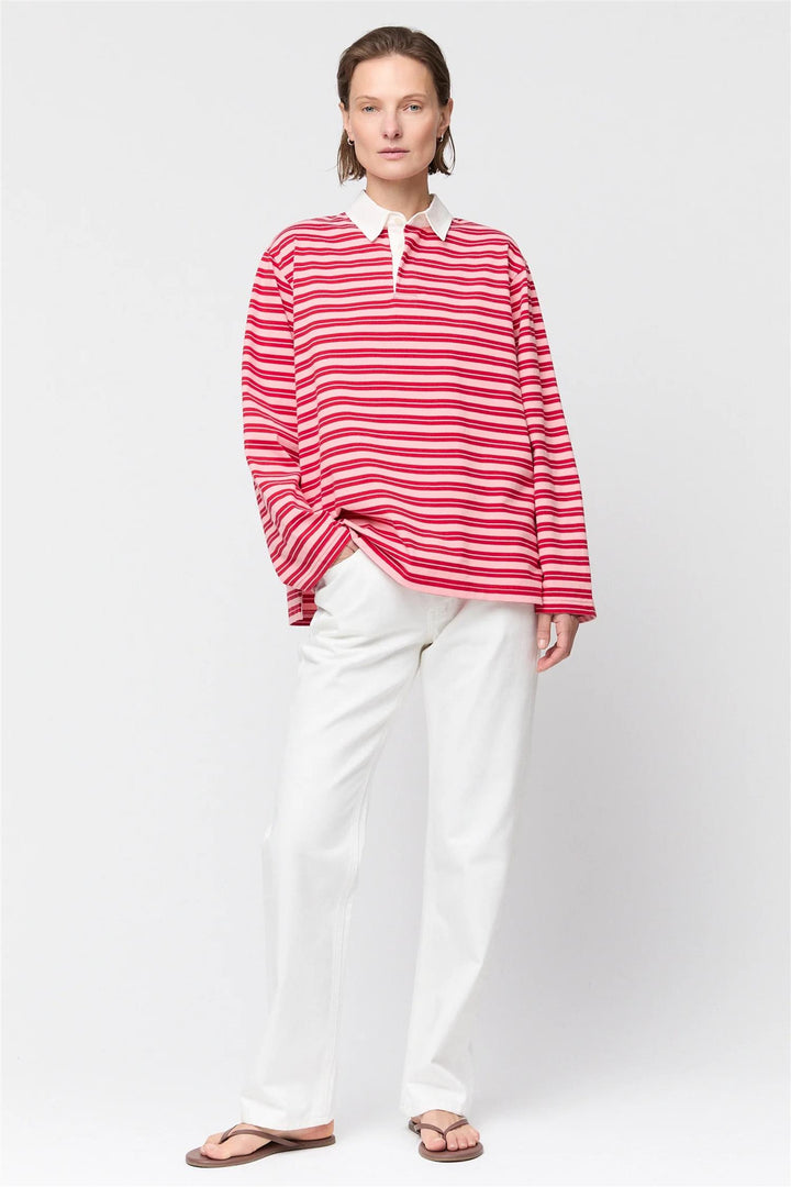 Rugby Top Pink and Red Stripe