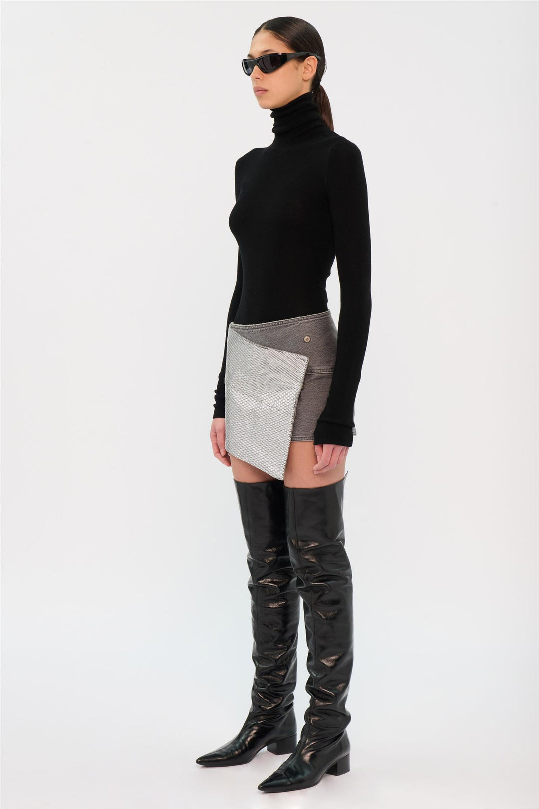 May Stapled Mini Skirt Black