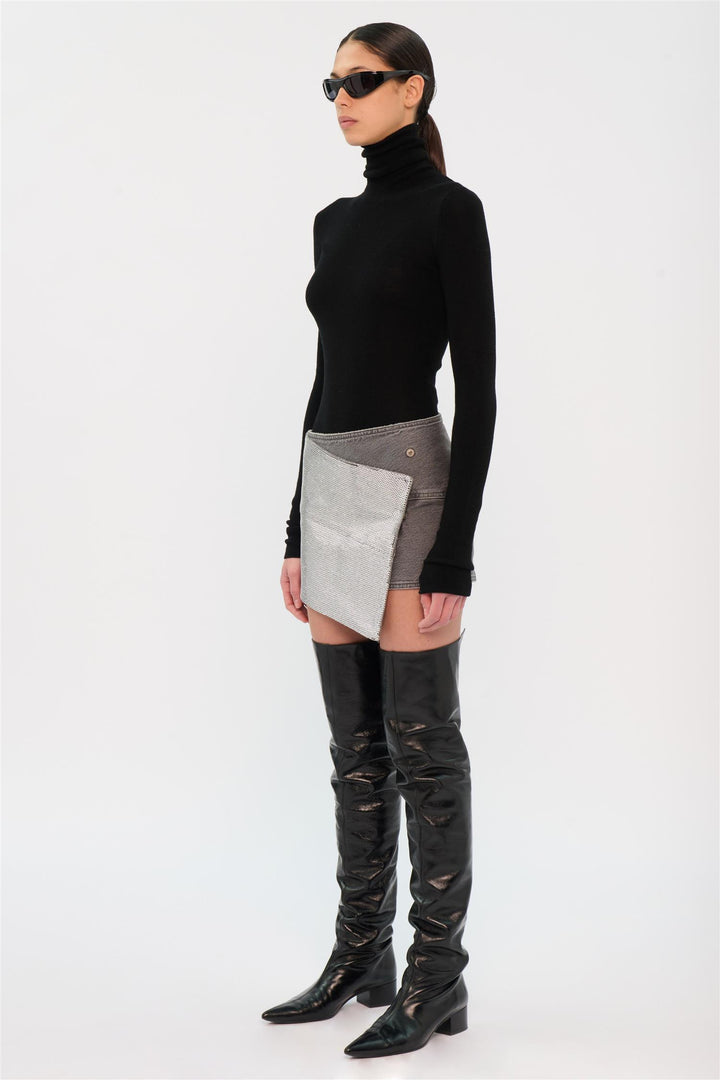 May Stapled Mini Skirt Black