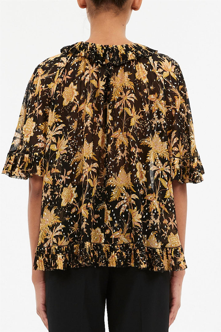 Helaine Flowy Short Sleeve Top Forsythia