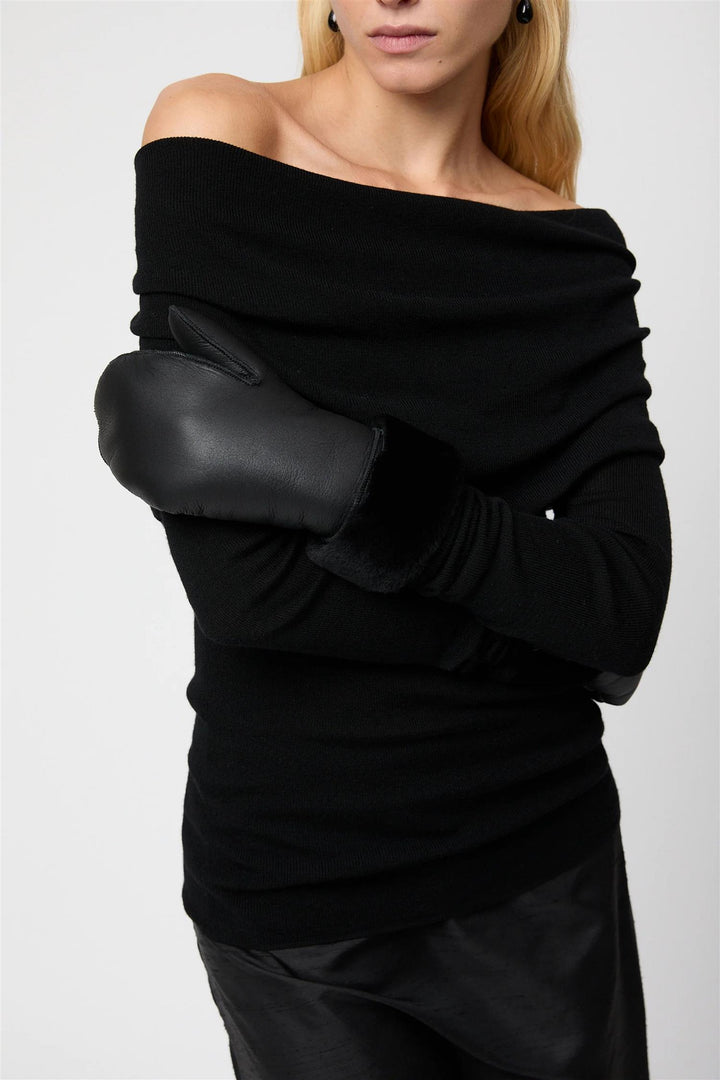 Oslo Shearling Mittens Jet Black