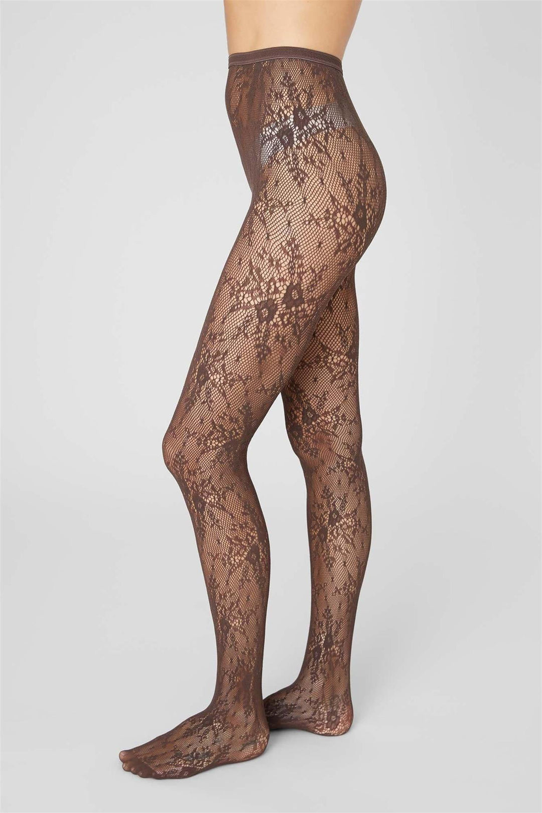 Rosa Lace Tights Dark Brown
