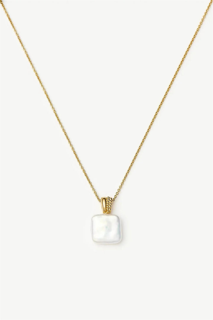 Square Pearl Baya Pendant Necklace Gold
