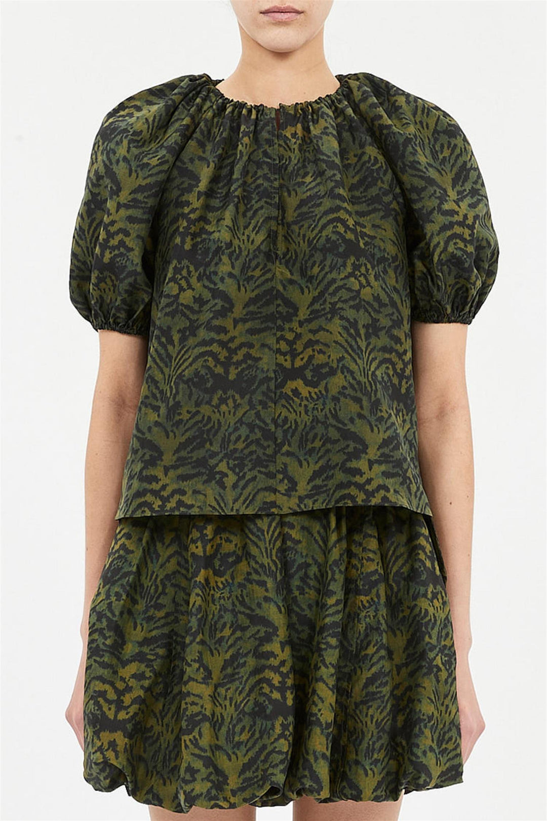 Talie Silk Short Sleeve Blouse Desert Jasper