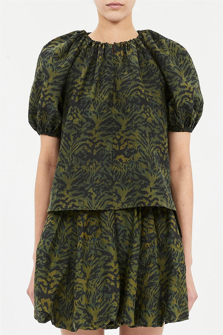 Talie Silk Short Sleeve Blouse Desert Jasper