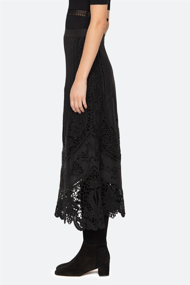 Gianna Lace Midi Skirt Black