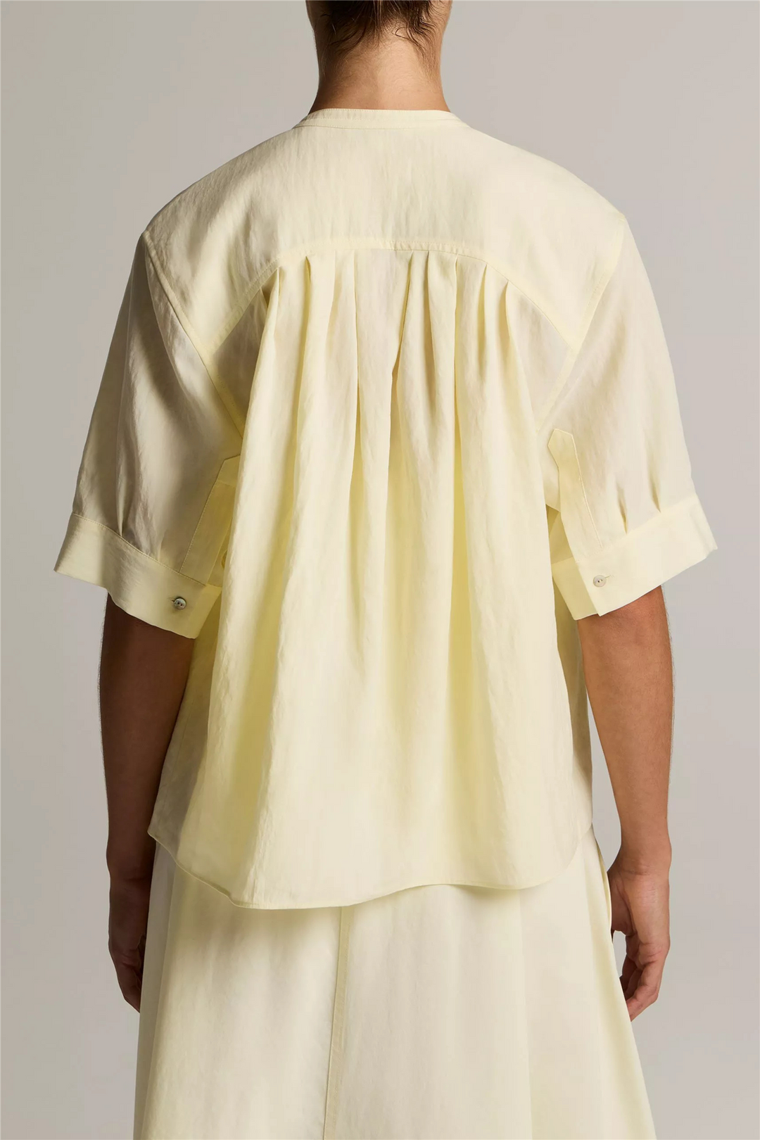 Gathered A-Line Button-Front Shirt Sun Petal