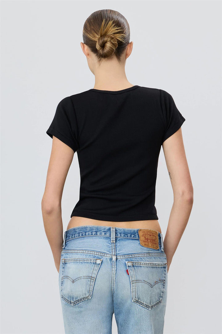 Butter Rib Short Sleeve Baby Tee Black