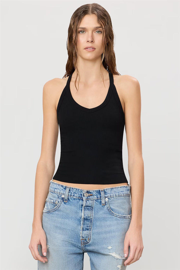 V-Neck Racerback Tank Black