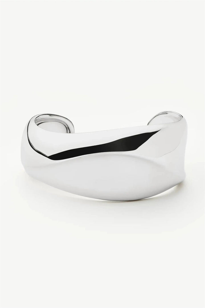 Sculptural Ridge Molten Cuff Bracelet Silver