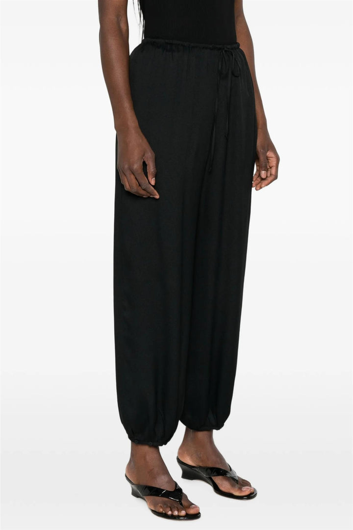 Mixed Silk Marocaine Sarouel Pants Nero