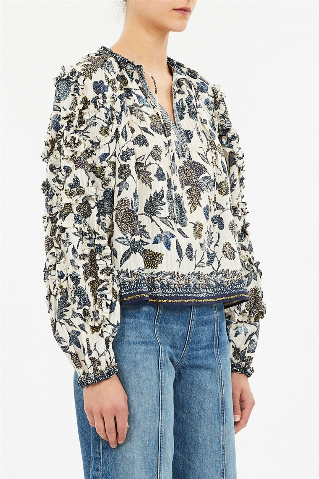 Azrou Cotton Long Sleeve Blouse Porcelain