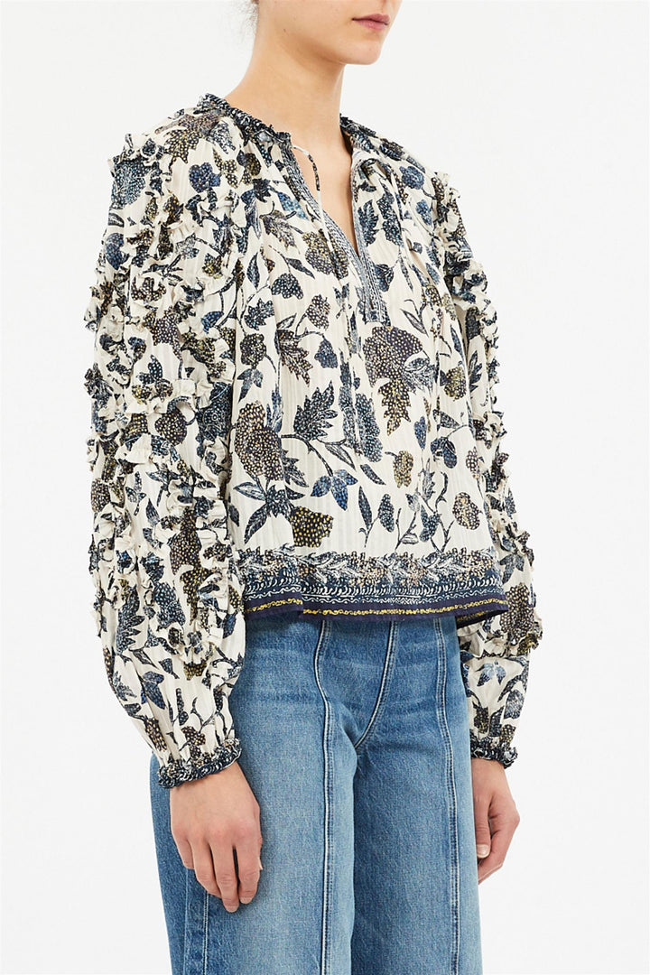 Azrou Cotton Long Sleeve Blouse Porcelain