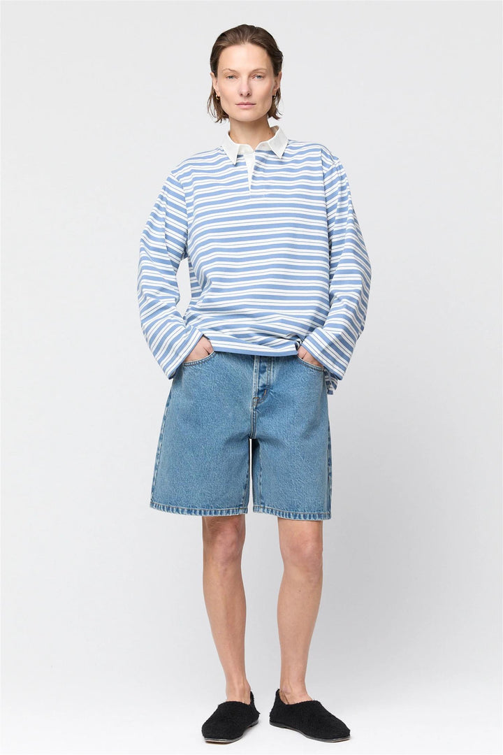 Rugby Top Powder Blue and Cream Stripe