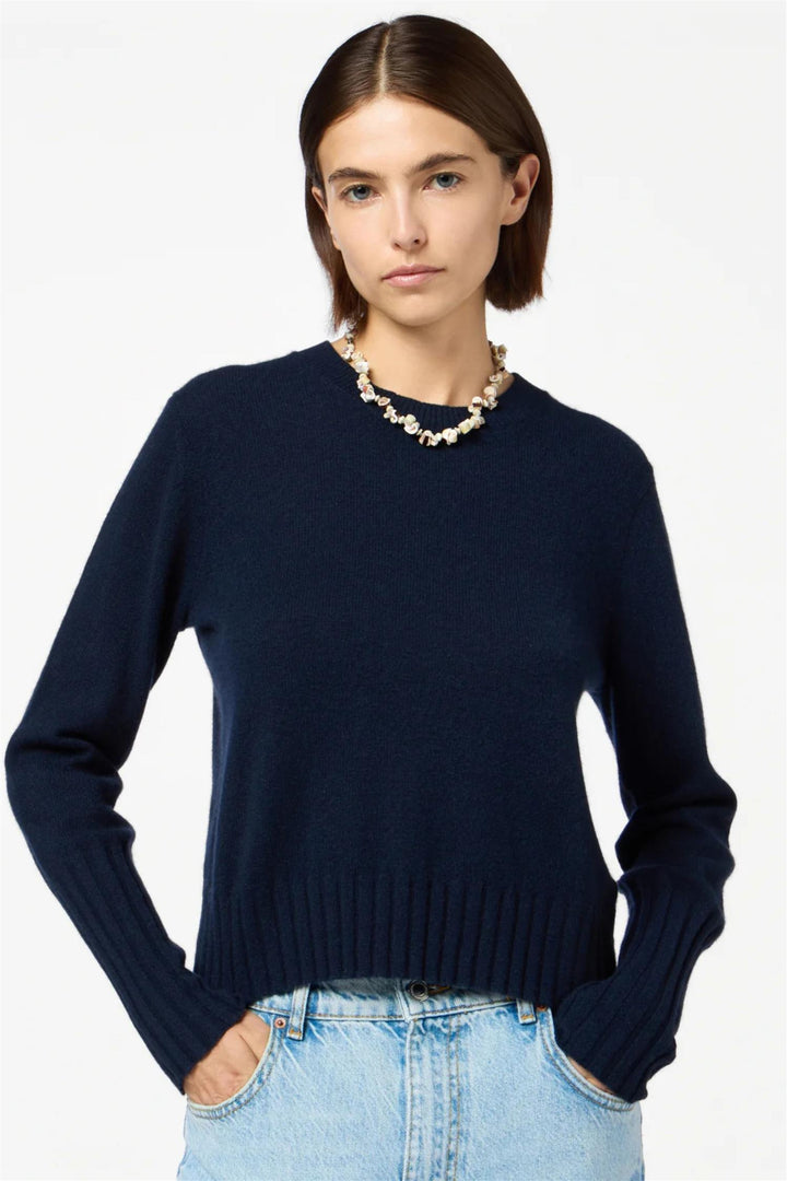 Shrunken Cashmere Crew Midnight