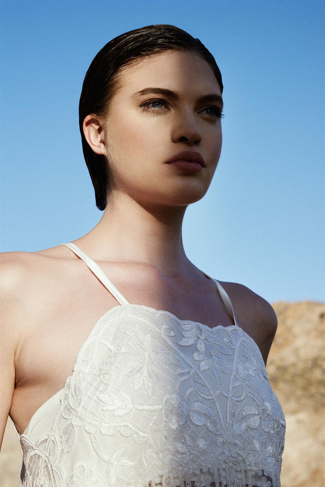 Midi Slip Lace Dress White