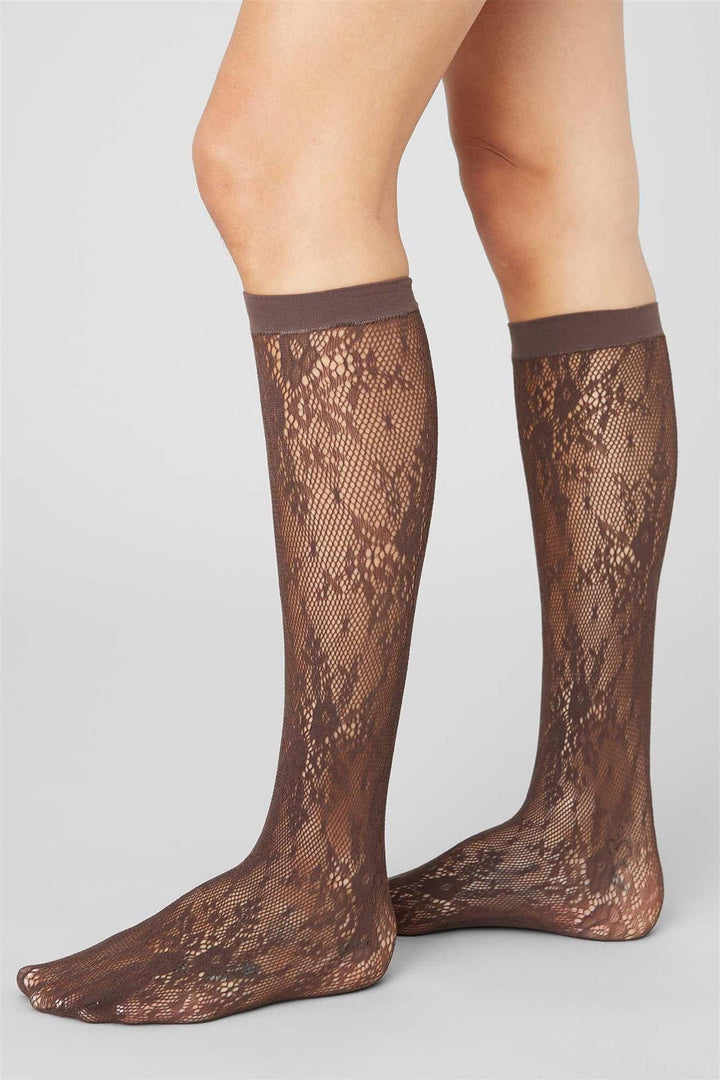 Rosa Lace Knee-Highs Dark Brown