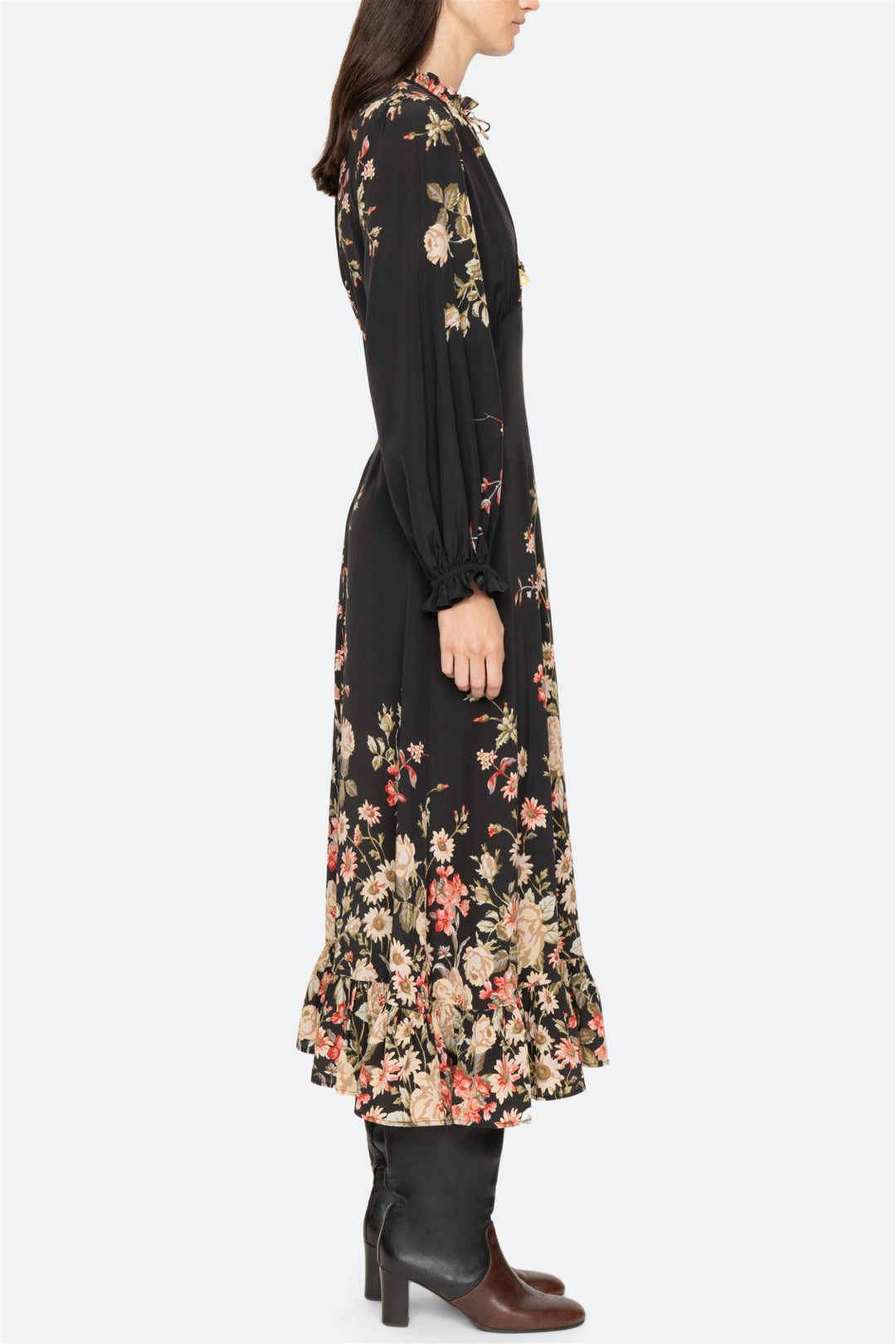 Jolie Print Longsleeve Midi Dress
