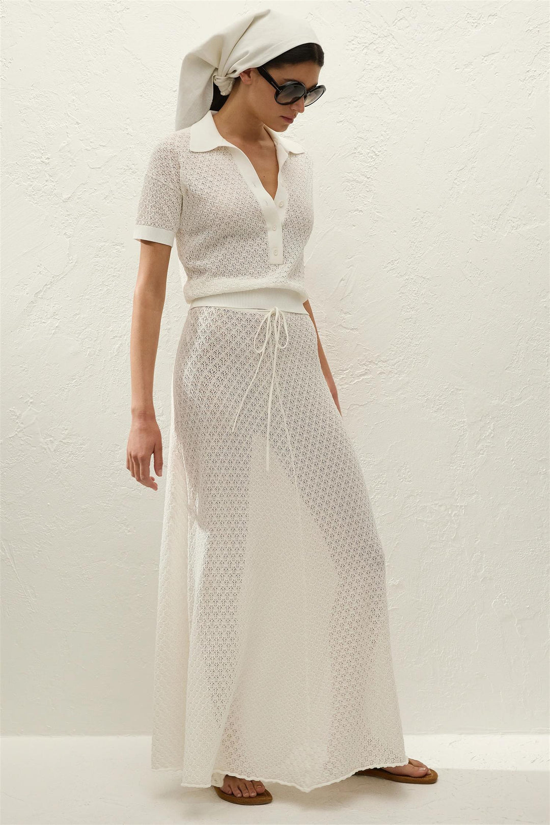 Lenna Skirt Pointelle Lace Vintage White