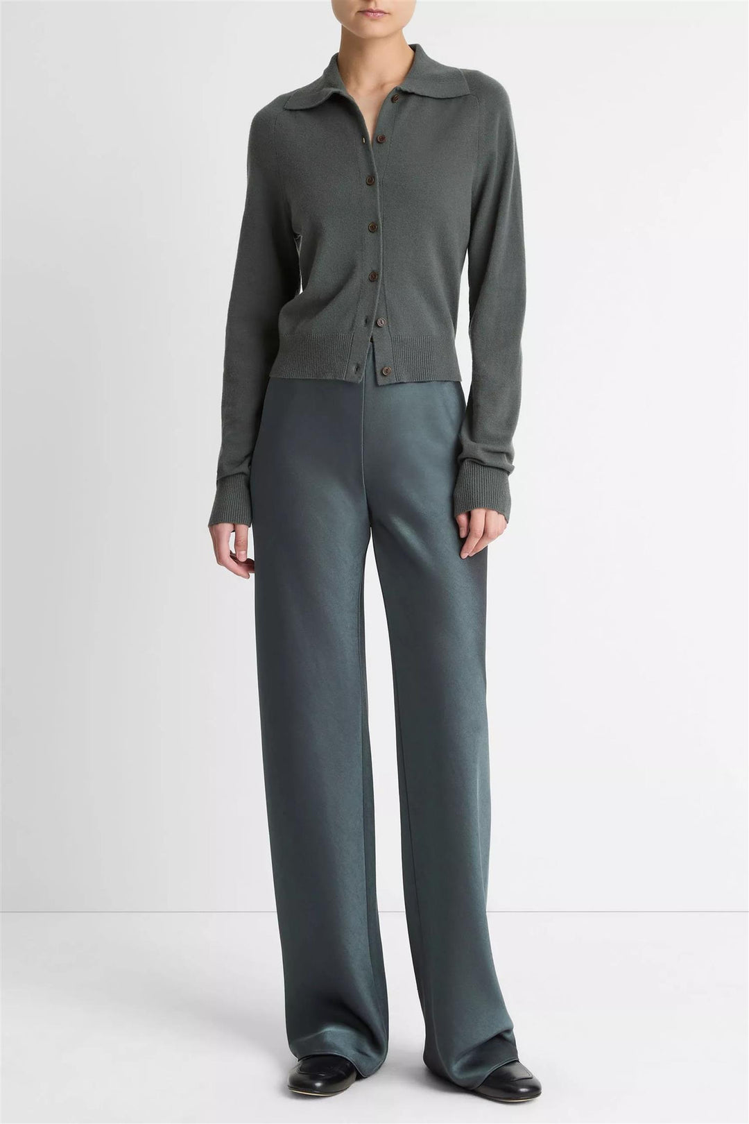 Button Up Polo Cardigan Malachite
