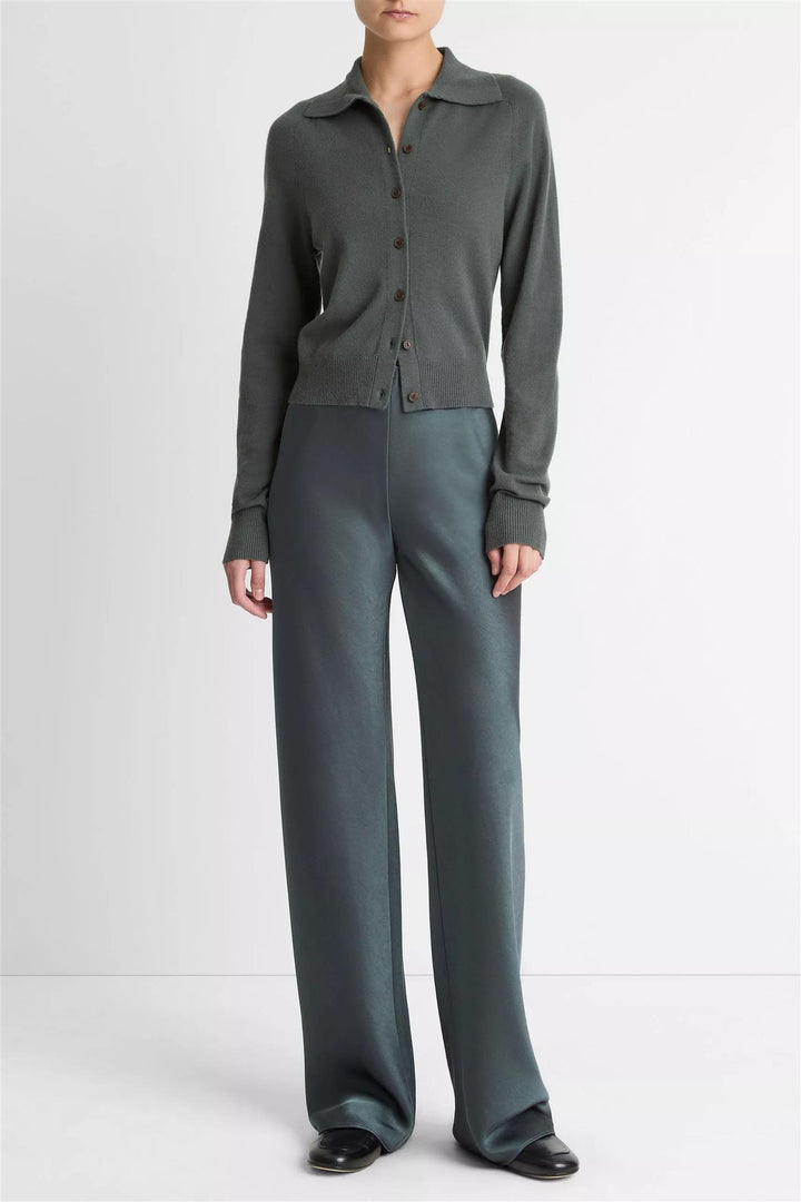 Button Up Polo Cardigan Malachite