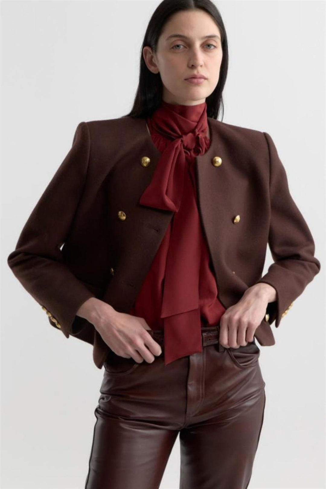 Melanie Cropped Jacket Mahogany