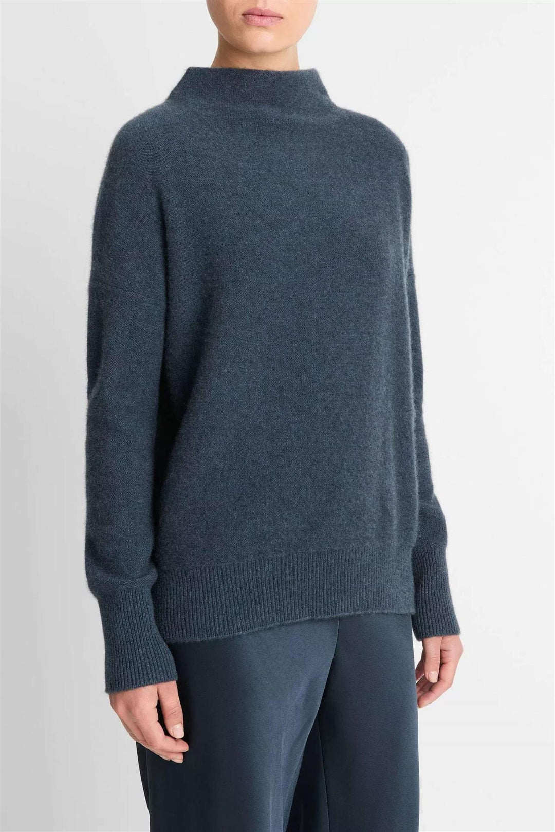 Boiled Cashmere Funnel Neck Pullover Heather Tide Stone