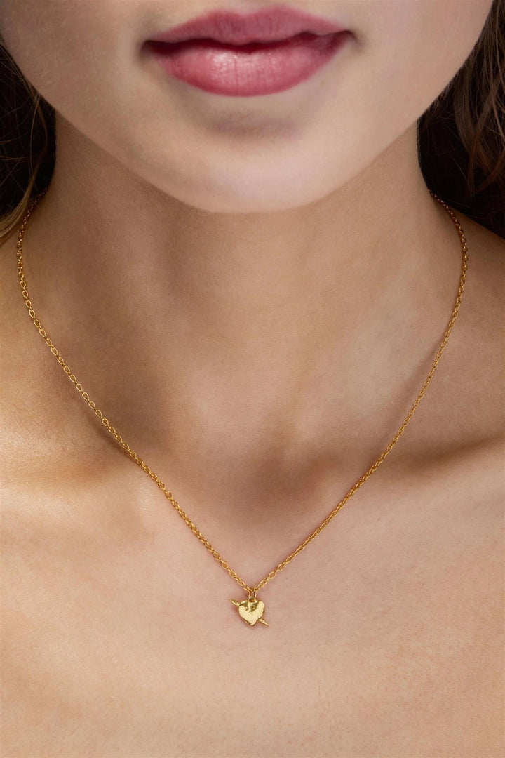 Tiny Tuvstarr's Heart Necklace Gold Plated Silver