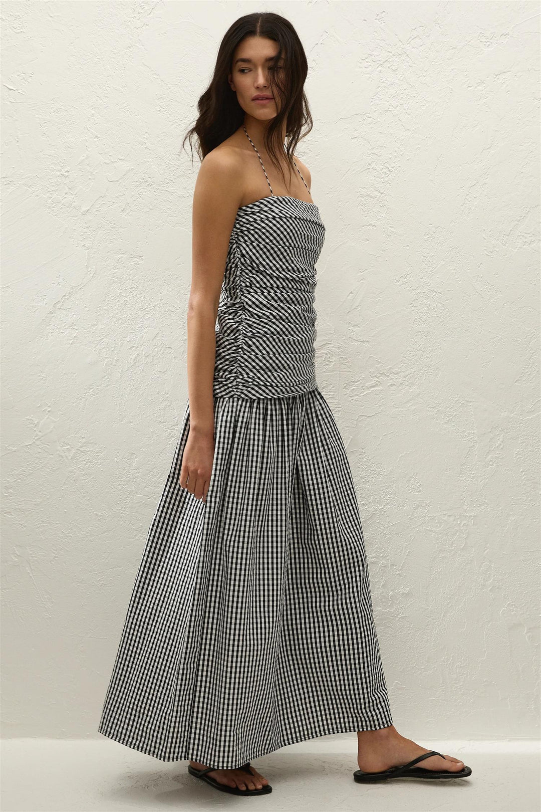 Vento Midi Dress Blck Textured Gingham